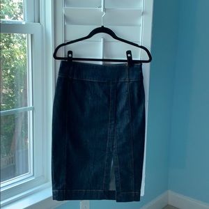 Dark Jean Skirt with Front Slit